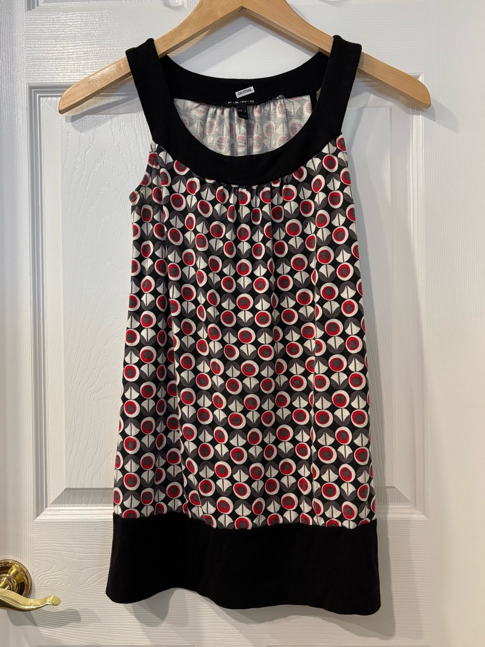 FANG Black and Red Geometric Sleeveless Tunic Top